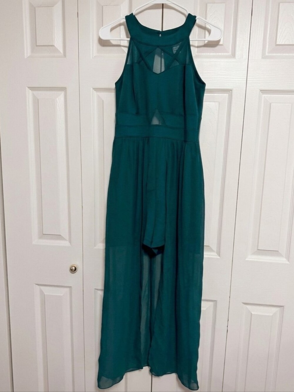 Sweet Storm Emerald Green High-Low Jumpsuit Dress M